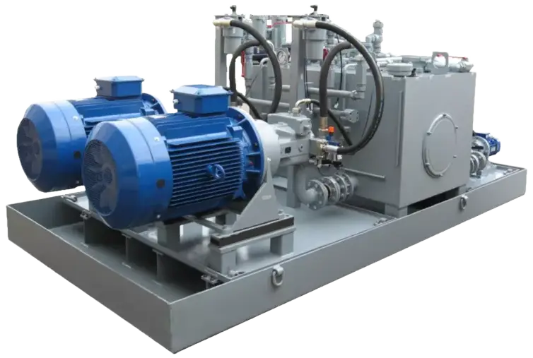 Industrial hydraulic power unit with dual electric motors